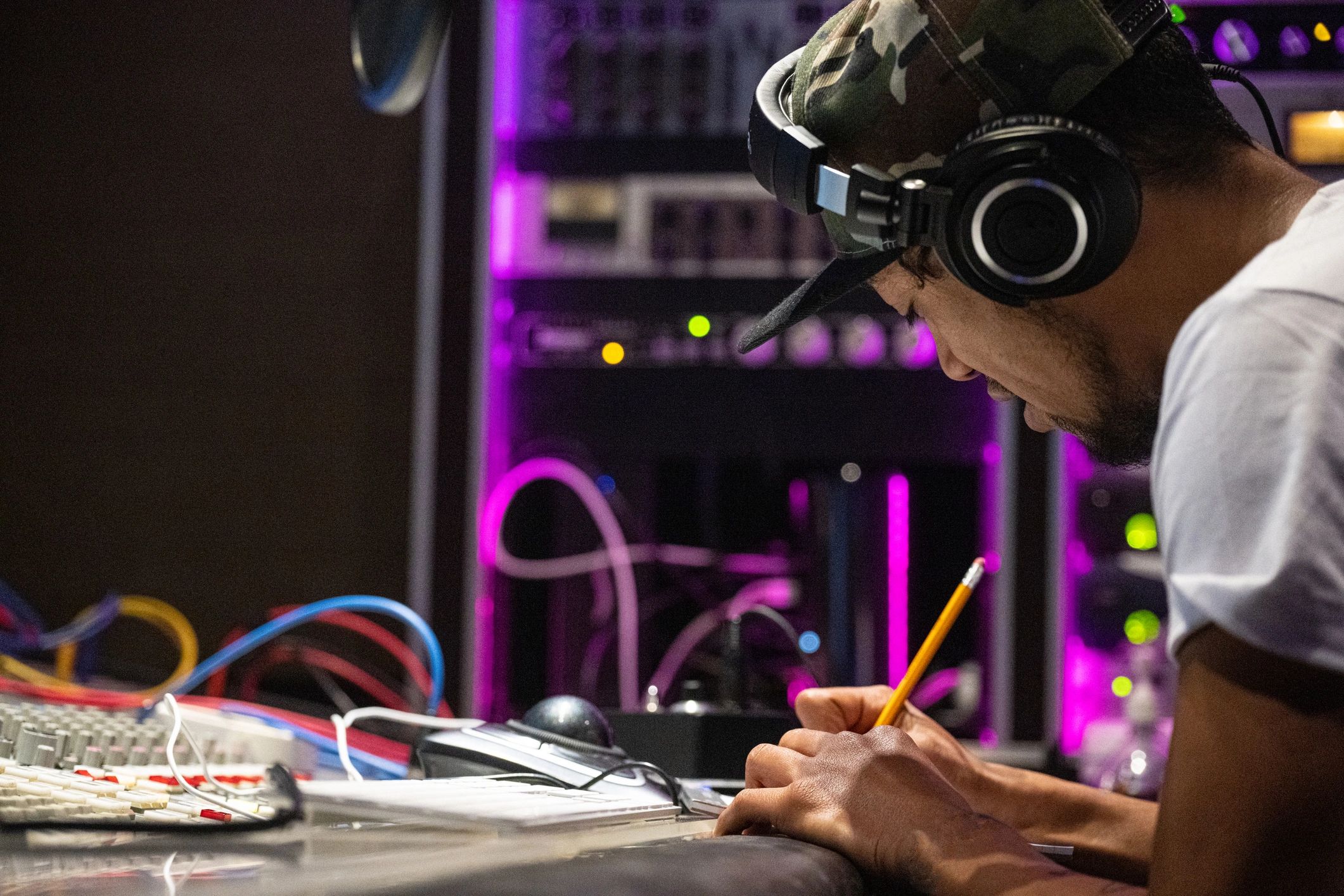 audio engineer at work